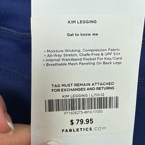 NWT - Fabletics Kim Leggings with Mesh inserts - Blue Size L - Picture 4 of 10